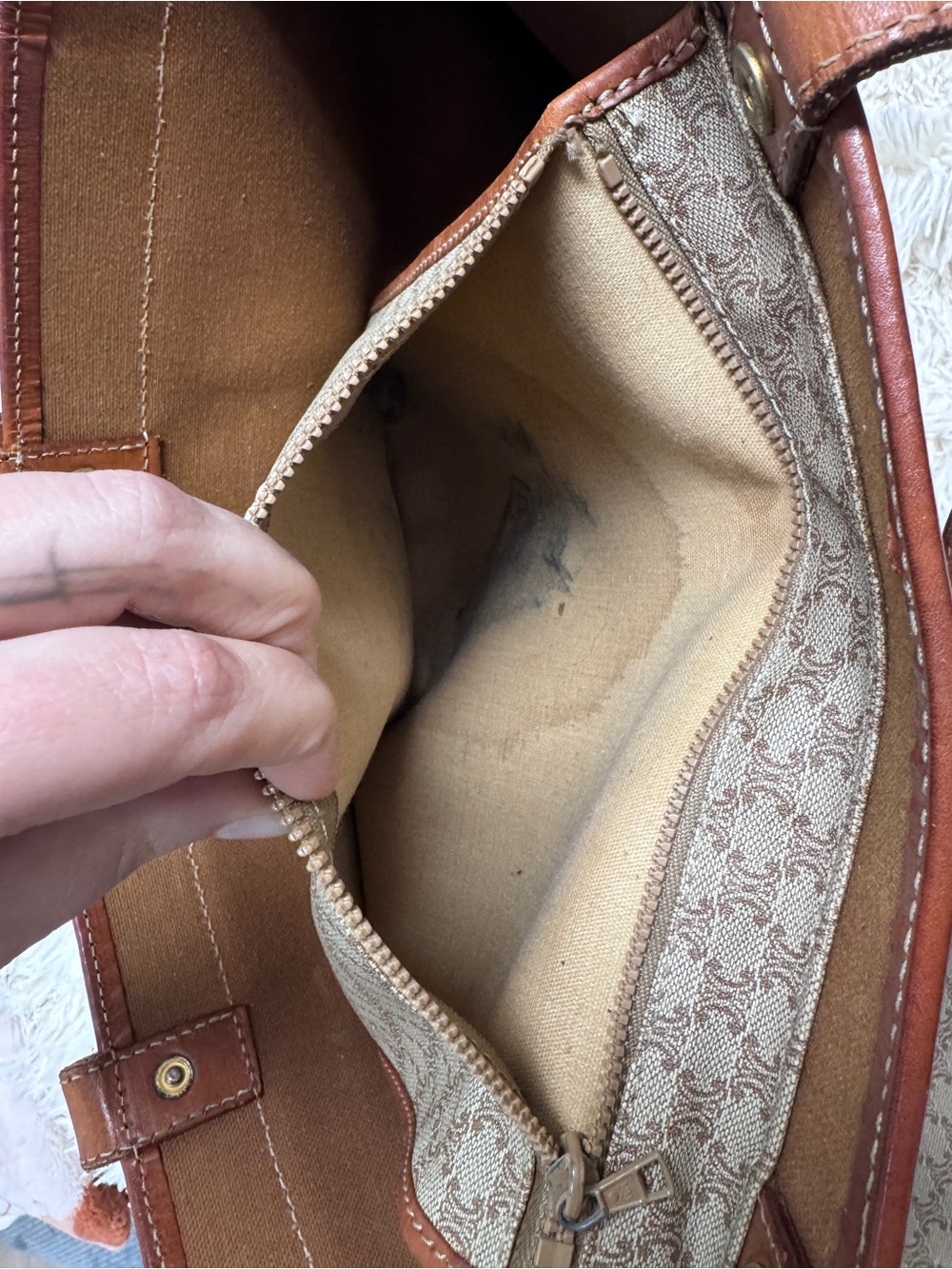 Vintage Celine Triomphe Brown Monogram Canvas Tote Bag - Picture 7 of 9